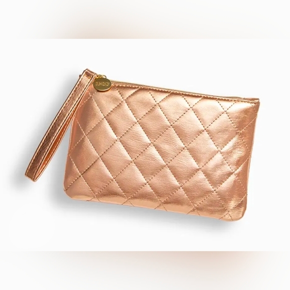 Lipsy Handbags - Metallic Gold Quilted Cosmetic Bag / Clutch BNIB